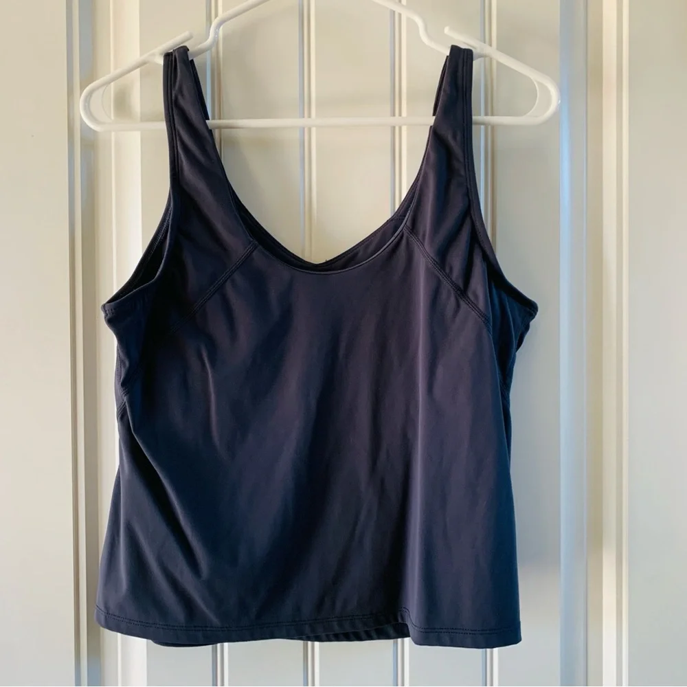 Halara Charcoal Grey V Neck Casual Plain Athletic Bodycon Tank Top | Large - Picture 3 of 5